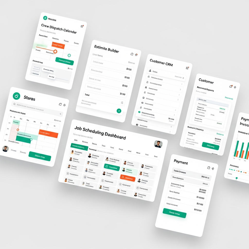 multiple saas dashboard screens for landscaping business B0EJURR0