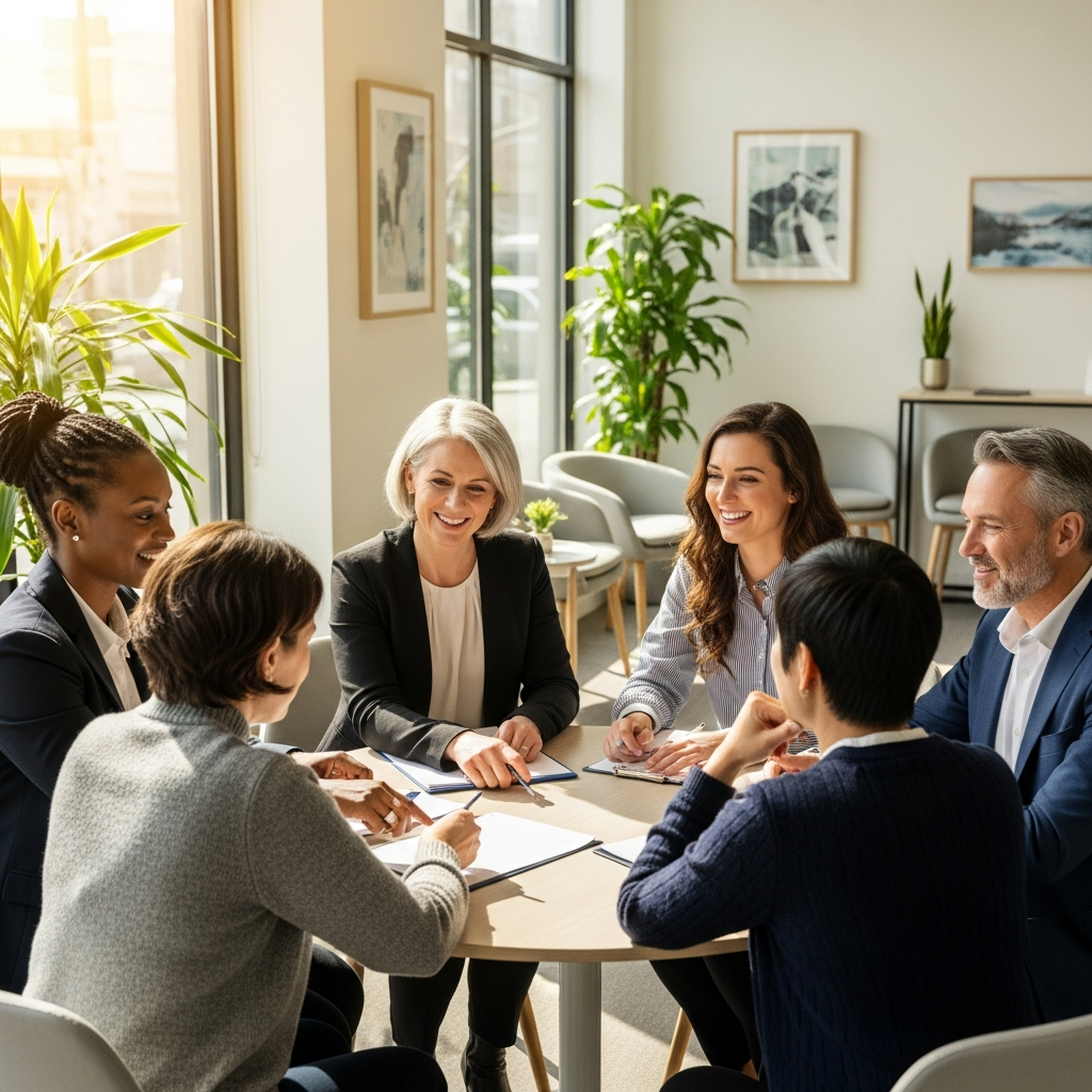 diverse group of professional mental health therapists